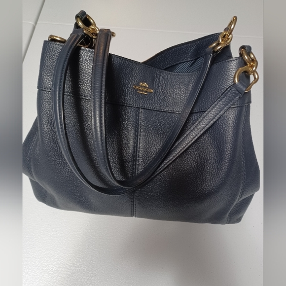 Elegant Blue Leather Tote Bag - Picture 2 of 16